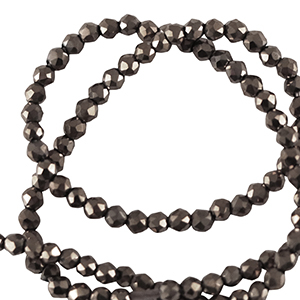 Abalorios faceteados redondos 2mm Negro-revestimiento pearl shine