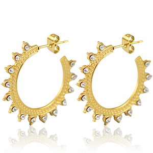 Pendientes Acero Inox criolla 30mm Dorado-cristal