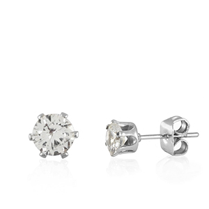 Pendientes Acero Inox zirc&oacute;n Plateado