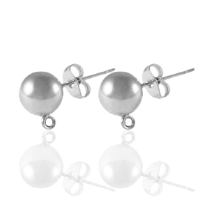 Pendientes Acero Inox con anilla 6mm Plateado