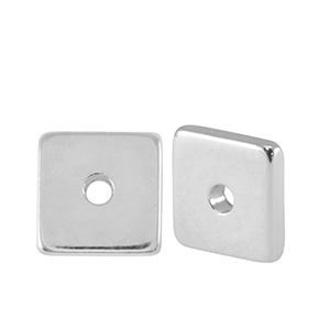 Abalorios met&aacute;licos DQ disco cuadrado 7mm Plata vieja (sin n&iacute;quel)