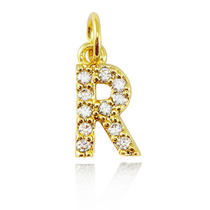 Metal TQ lat&oacute;n colgantes letra R Dorado
