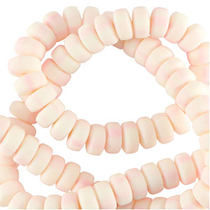 Abalorios de pol&iacute;meros rondeles 7mm Rosa suave