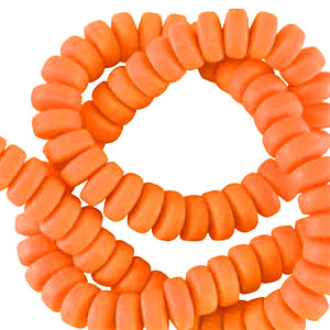 Abalorios de pol&iacute;meros rondeles 7mm Naranja brillante