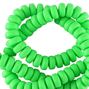 Abalorios de pol&iacute;meros rondeles 7mm Verde ne&oacute;n