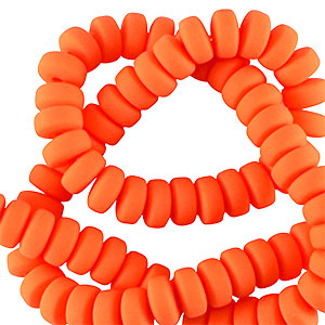Abalorios de pol&iacute;meros rondeles 7mm Naranja ne&oacute;n
