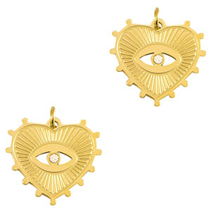 Colgantes Acero Inox ojo providencia coraz&oacute;n Dorado