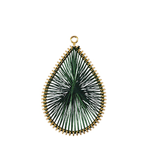 Colgantes tejidos con hilo macram&eacute; gota Verde oscuro