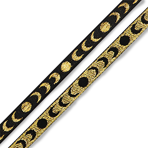 Cinta con texto lunas Negro-oro