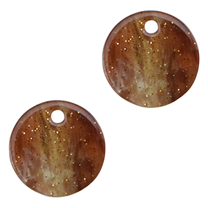 Colgantes de resina glitter 12mm Multicolor Marr&oacute;n