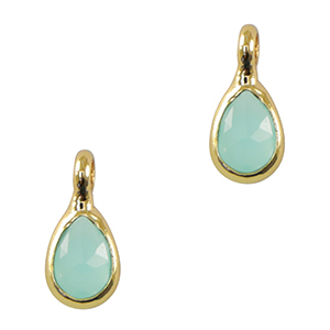 Colgantes de cristal gota Azul claro-dorado