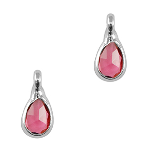 Colgantes de cristal gota Rosa-plateado