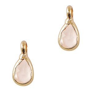 Colgantes de cristal gota Rosa claro-dorado