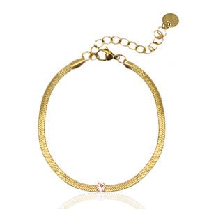 Pulseras Acero Inox de serpiente cristal Dorado-rosa