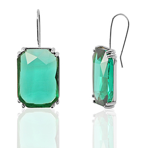 Pendientes de Cristal rect&aacute;ngulo Verde-plateado