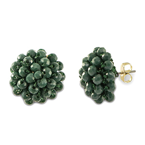 Pendientes faceteados con anilla Verde oscuro