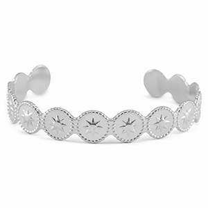 Pulseras Acero Inox bangle estrella Plateado