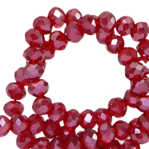 Abalorios faceteados disco 6x4mm Torte de pasas roja-revestimiento &aacute;mbar
