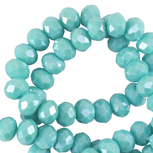 Abalorios faceteados disco 4x3mm Azul cerceta claro-revestimiento pearl shine