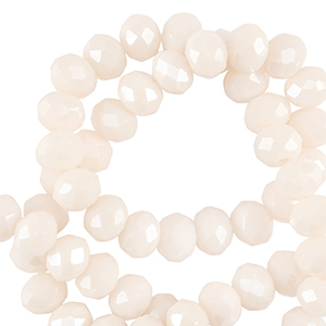 Abalorios faceteados disco 4x3mm Blanco vainilla-revestimiento pearl shine
