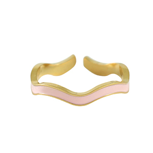 Anillos Acero Inox Dorado-rosa claro