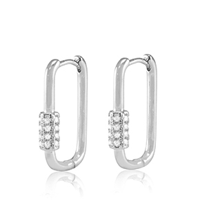 Metal TQ lat&oacute;n pendientes criolla zirconia &oacute;valo Plateado
