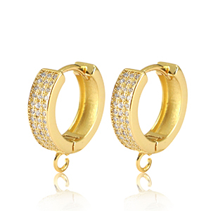 Metal TQ lat&oacute;n pendientes criolla con anilla zirconia Dorado