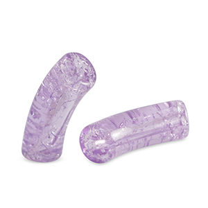 Abalorios acr&iacute;licos tubo craquelado P&uacute;rpura lavanda