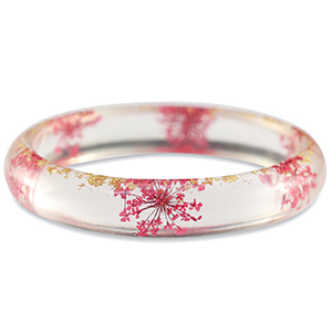 Pulseras Trendy con flores secas Rojo ruibarbo-dorado