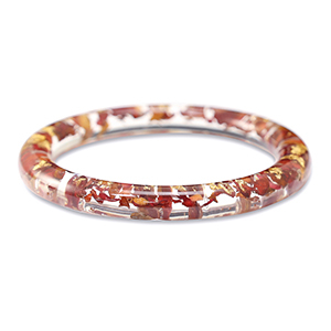 Pulseras Trendy con flores secas Rojo borgo&ntilde;a-dorado
