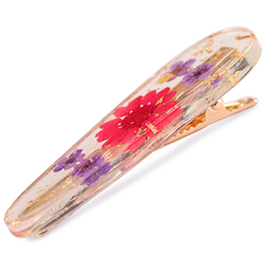 Accesorios pinza para pelo con flores secas Rojo p&uacute;rpura-dorado