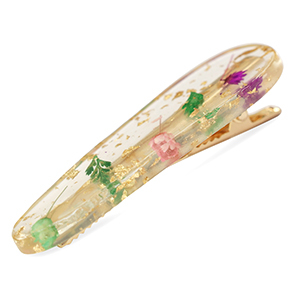 Accesorios pinza para pelo con flores secas P&uacute;rpura rosa verde-dorado