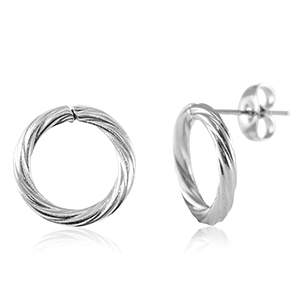 Pendientes Acero Inox 14mm Plateado
