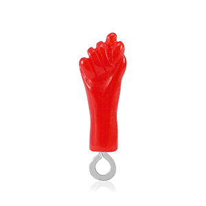 Colgantes de resina "Mano Fico" Rojo-plateado