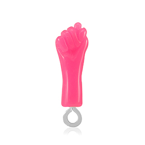 Colgantes de resina "Mano Fico" Rosa ne&oacute;n-plateado