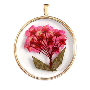 Colgantes con flores secas Dorado-rosa verde