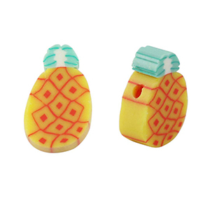 Abalorios de pol&iacute;meros pi&ntilde;a Amarillo-verde