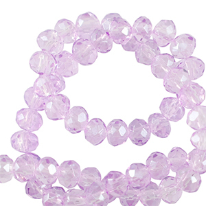 Abalorios faceteados disco 3x2mm P&uacute;rpura orqu&iacute;dea claro