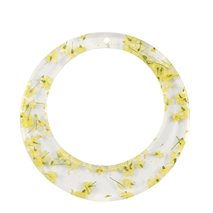 Colgantes de resina con flores secas 39mm Amarillo