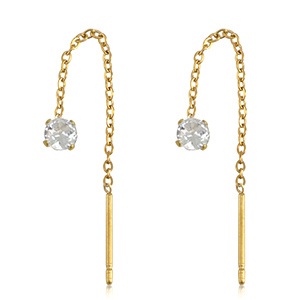 Pendientes Acero Inox zirc&oacute;n Dorado