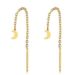 Pendientes Acero Inox luna Dorado