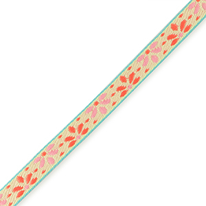 Cinta con texto flores Verde claro-p&uacute;rpura paisley