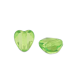 Abalorios acr&iacute;licos coraz&oacute;n Verde primavera transparente