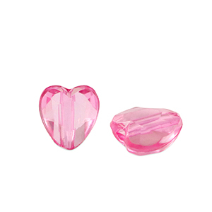 Abalorios acr&iacute;licos coraz&oacute;n Rosa magenta transparente