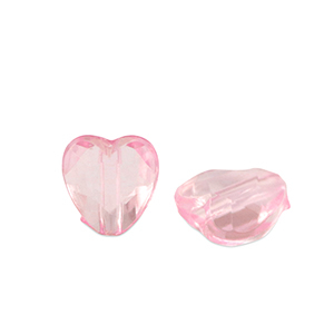 Abalorios acr&iacute;licos coraz&oacute;n Rosa transparente