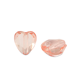 Abalorios acr&iacute;licos coraz&oacute;n Rosa salm&oacute;n transparente