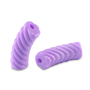 Abalorios acr&iacute;licos tubo espiral P&uacute;rpura