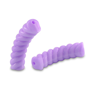 Abalorios acr&iacute;licos tubo espiral P&uacute;rpura