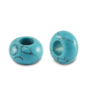 Piedras naturales rondeles 14mm Azul turquesa