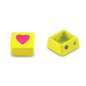 Abalorios Tile cuadrado Amarillo-rosa magenta